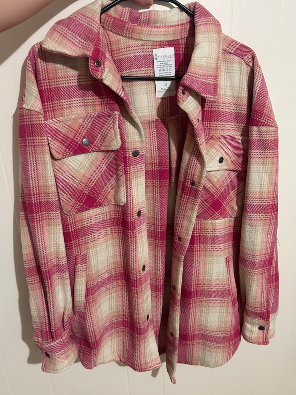 Women’s Pink Plaid Shacket Jacket